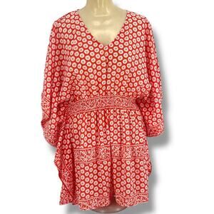 LINDSAY PHILLIPS 60's Inspired Poncho Top/Swim Cover M/L Coastal Hippie Festival